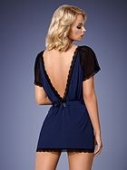 Lounge robe, lace trim, short sleeves